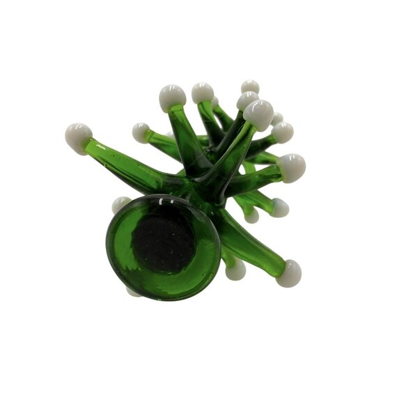 Hand Blown Art Glass Snow Flocked Christmas Tree Ornament 3" - Picture 4 of 5